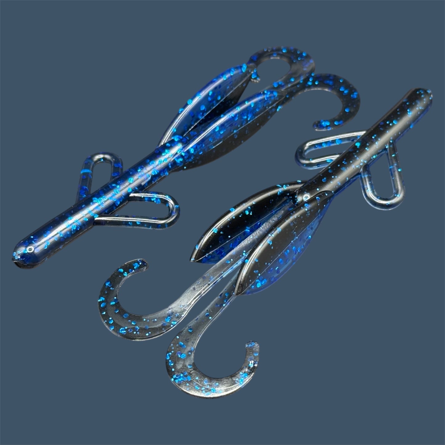 Bass Fishing Lures - Battle Hawg soft plastic brush hog style creature bait with twin curl tail in Black Sapphire (Black and Blue)