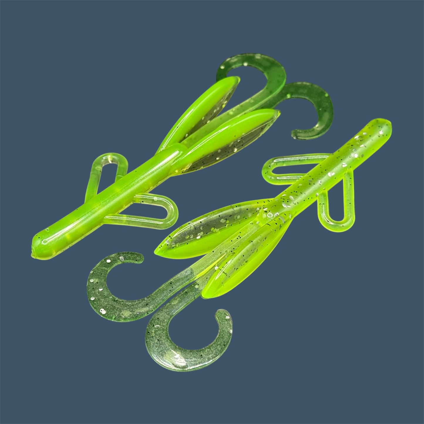 Bass Fishing Lures - Battle Hawg soft plastic brush hog style creature bait with twin curl tail in Chartreuse Shad (Chartreuse)