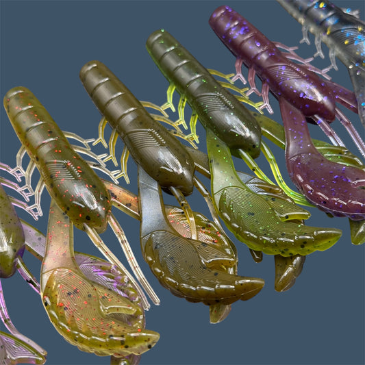 Commotion Craw craw style bait with hard-kicking claws and 4-inch frame, shown in various effective colors
