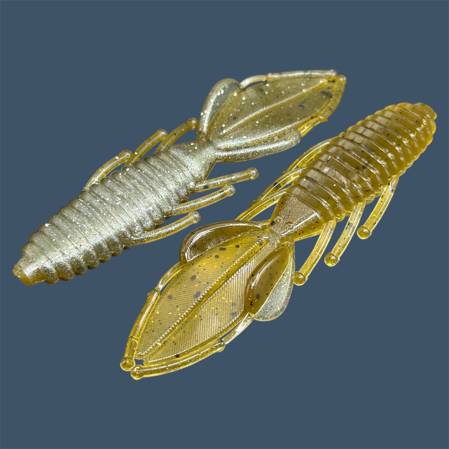 Bed Wrecker soft plastic bait with dynamic beaver-style tail, featuring a peel-apart tail and versatile appendages, Beaver style baits available in GP Flash