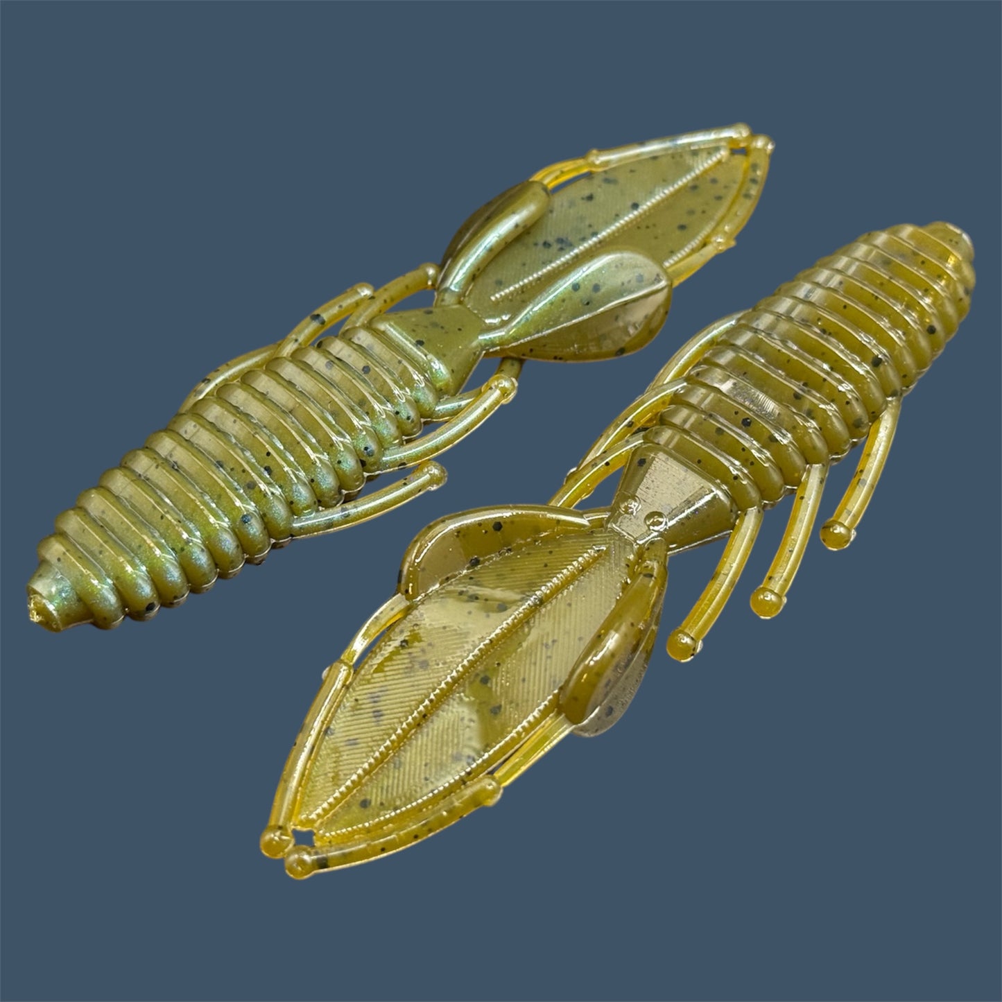 Bed Wrecker soft plastic bait with dynamic beaver-style tail, featuring a peel-apart tail and versatile appendages, Beaver style baits available in Magic Craw (Green Pumpkin)