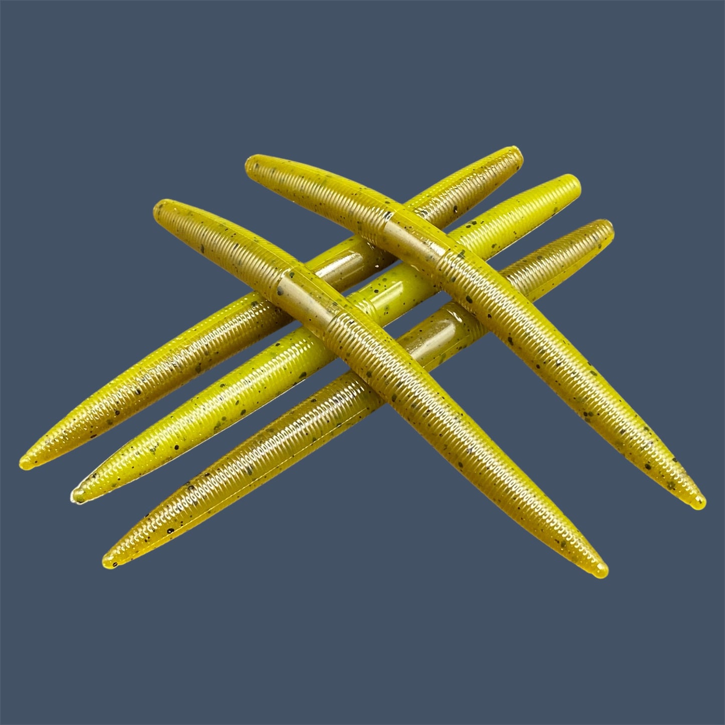 Boomstick is a senko-style stickbait for flipping, skipping, and casting, displayed in Ol' Skool (Green Pumpkin) for different fishing conditions in freshwater fishing. Great addition to any anglers tackle box
