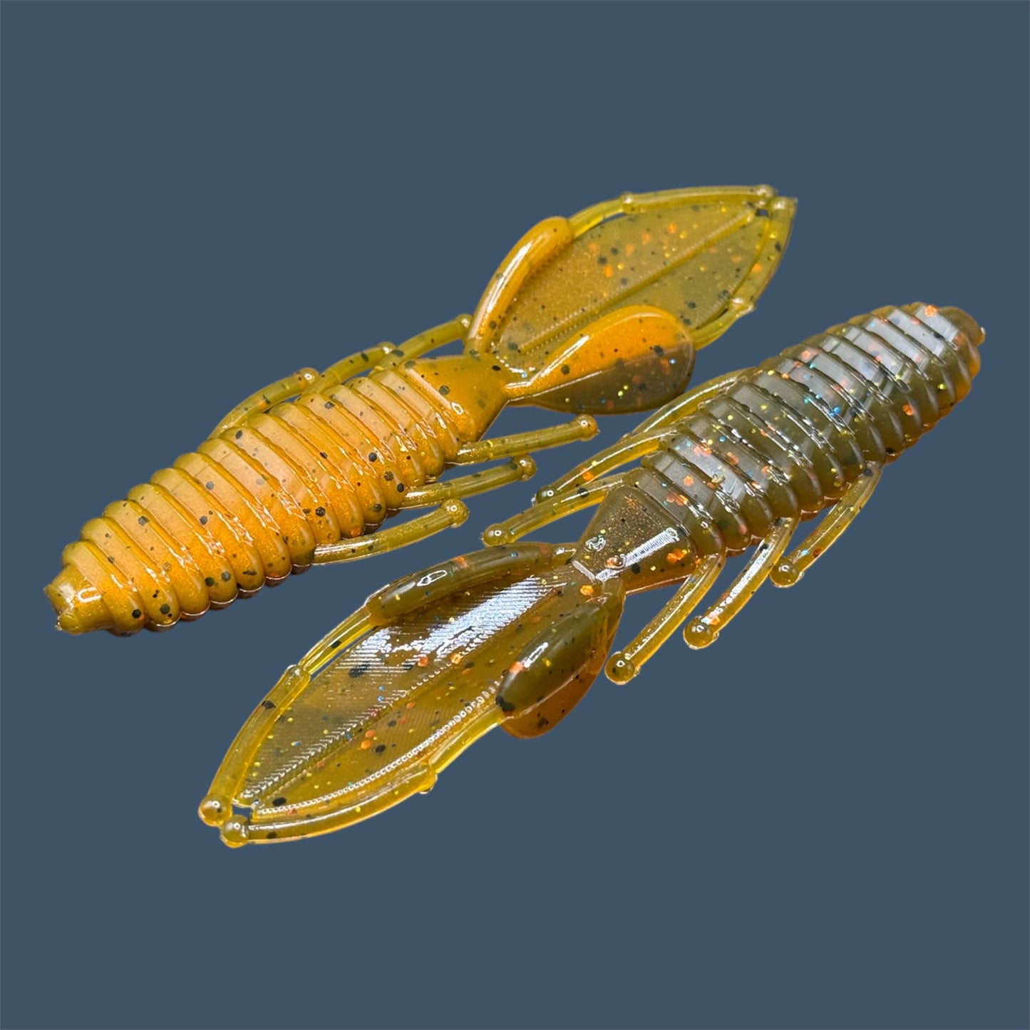 Bed Wrecker soft plastic bait with dynamic beaver-style tail, featuring a peel-apart tail and versatile appendages, Beaver style baits available in Pumpkin Spice