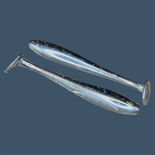 Pro Swim 4-inch paddle tail soft plastic swimbait with realistic shad shape and hook slot, shown in Smoke Show a proven fish-catching color