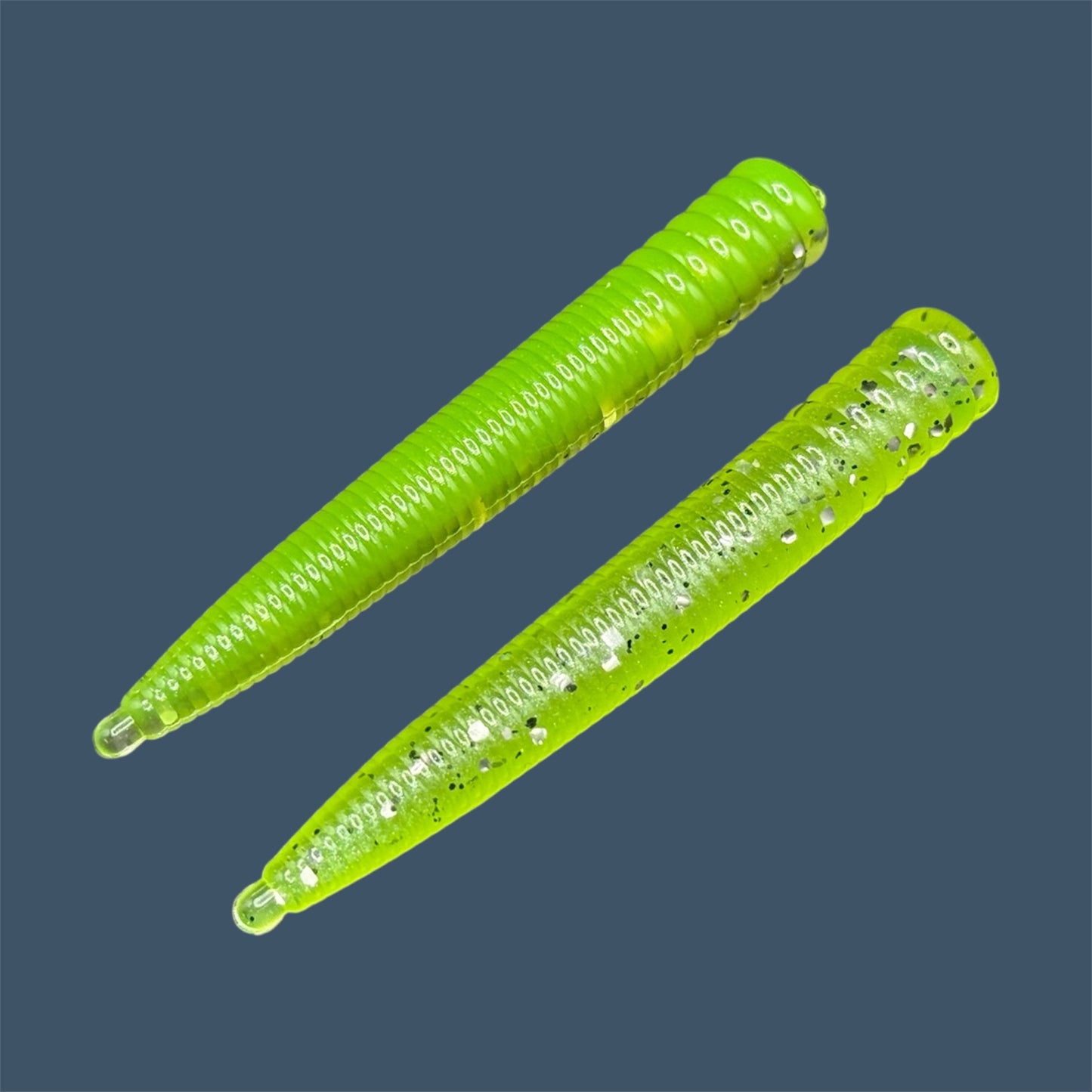 Small-profile N3D bait designed for ned rigs, shown in the color Chartreuse Shad, great for enticing finicky fish
