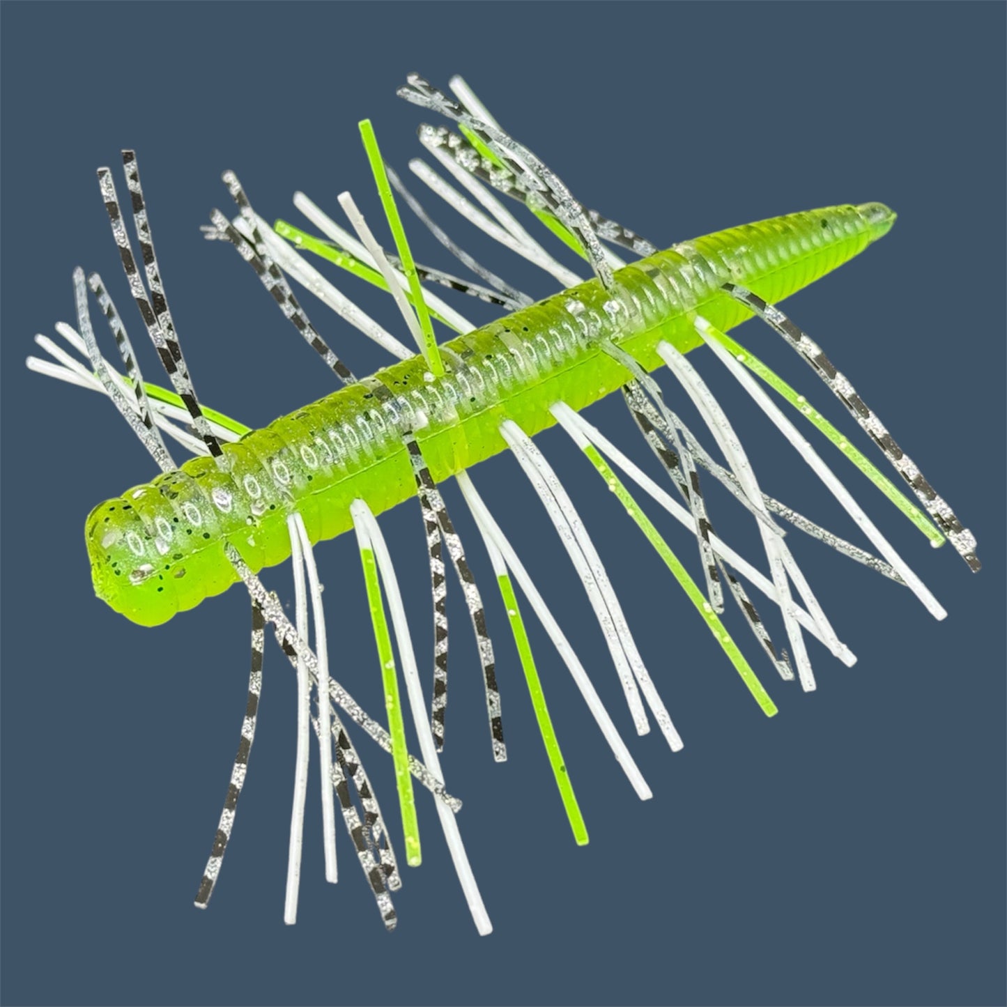 Skirted N3D (Ned Rig Style Bait) Soft Plastic Bait. Shown in Chartreuse Shad. Fuzzy Soft Plastic Fishing Lures