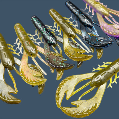 Commotion Craw craw style bait with hard-kicking claws and 4-inch frame, shown in various effective colors