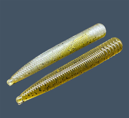 Small-profile N3D bait designed for ned rigs, shown in the color GP Flash, great for enticing finicky fish