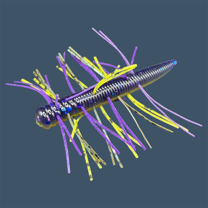 Fuzzy N3D (Ned Rig Style Bait) Soft Plastic Bait. Shown in Luau (Purple and Banana Seed). Fuzzy Soft Plastic Fishing Lures