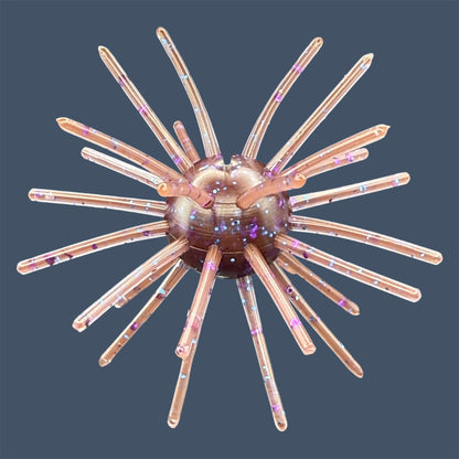 Oddball 2.5-inch urchin style bass fishing bait with 28 appendages. Shown in color Overload