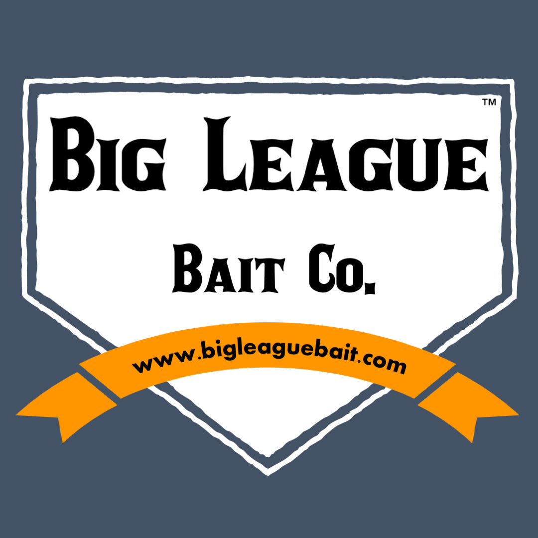 Big League Bait Co. logo with a blue background