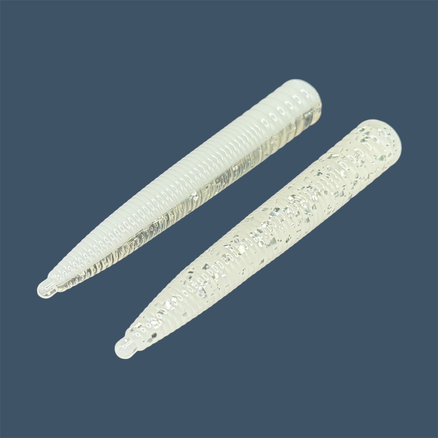 Small-profile N3D bait designed for ned rigs, shown in the color White Ice (White) l, great for enticing finicky fish