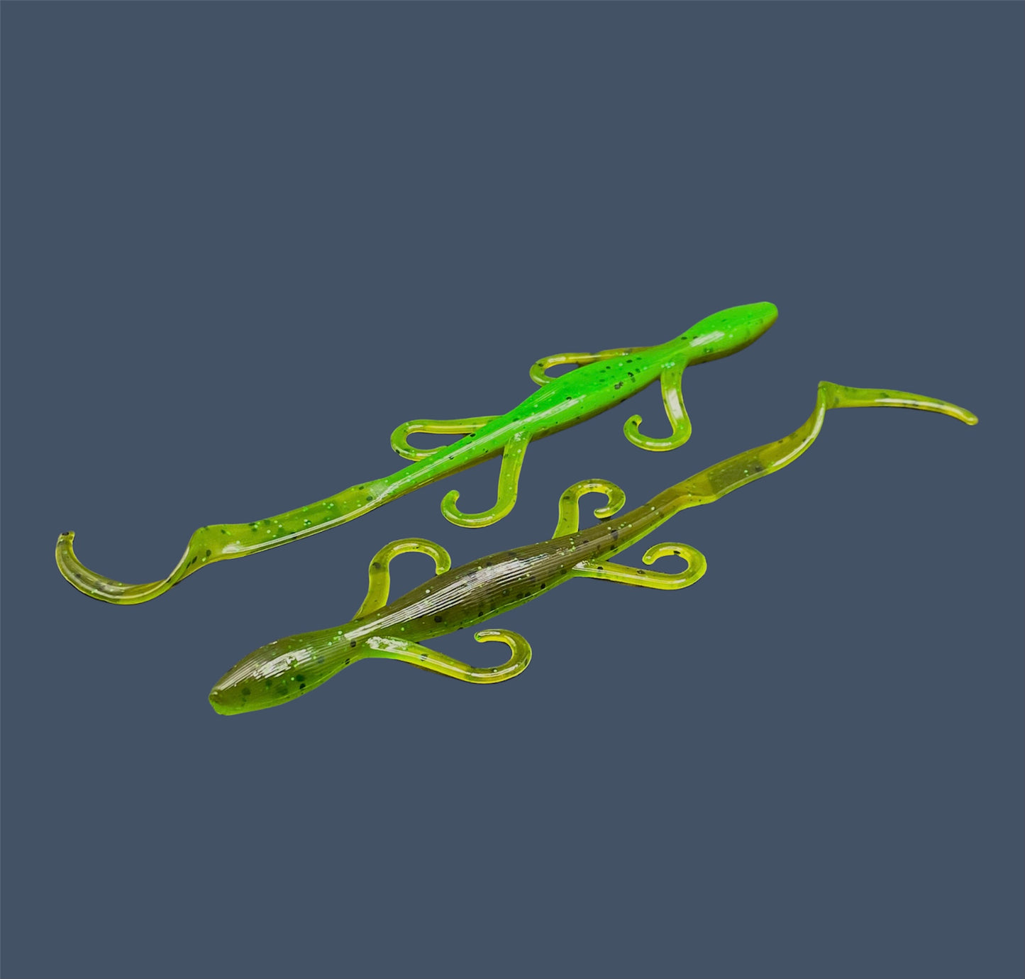 Lizard creature bait with sleek body, free-flowing appendages, and curl tail, ideal for Texas and Carolina rigs, shown in Envy (Green Pumpkin) a proven fish-catching color