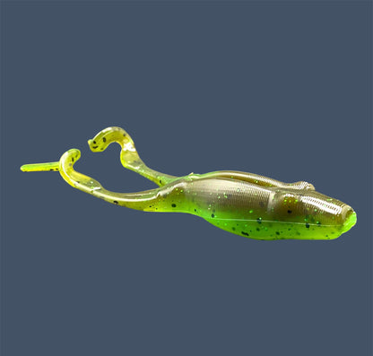 Tennessee Toad soft plastic frog bait with a weedless 4-inch robust body and long legs, designed for topwater and subsurface fishing, shown in Envy (Green Pumpkin) a proven fish-catching color