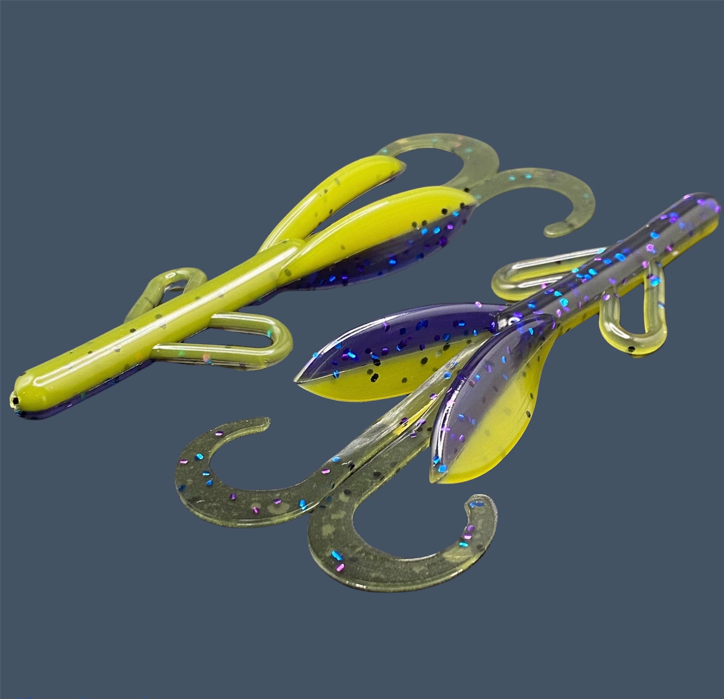 Battle Hawg soft plastic creature bait with twin curl tail in Luau