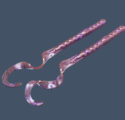 Soft plastic Curl Tail Worm 7.5-inch with realistic movement and versatile design for Texas and Carolina rigs, available in Overload (Purple)